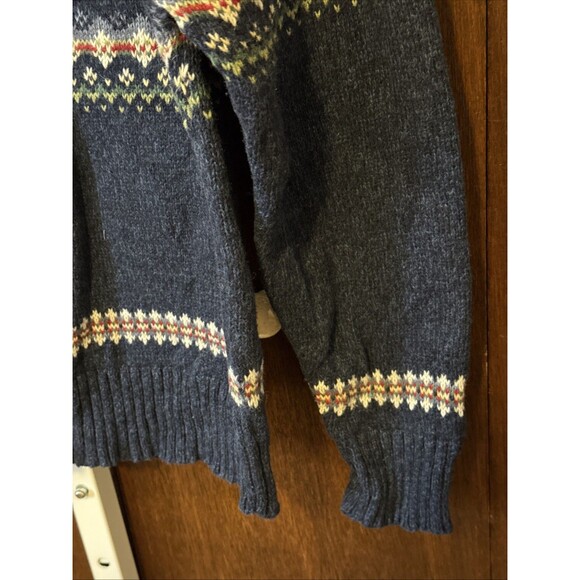 Vintage Heirloom Ramie Sweater Women Large Blue Nordic Full Zip Chunky 80's - Picture 5 of 9